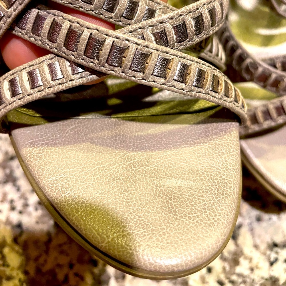 Tan w/Silver accents Strappy Sandal - Picture 3 of 10